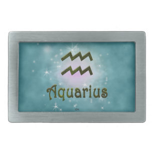 Aquarius Zodiac Sign U Pick Color Rechteckige Gürtelschnalle