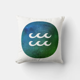 Aquarius Zodiac Sign White Aquamarin Blue Green Kissen