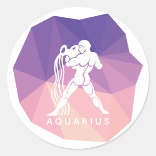 Aquarius zodiac signiert 3d Aufkleber. Runder Aufkleber