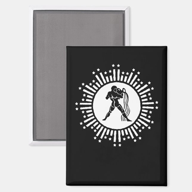 Aquarius Zodiac signiert kosmische Sternexplosion Magnet (Vorderseite/Rückseite)