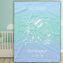Aquarius Zodiac Star Name Birthdate Blue Baby Fleecedecke