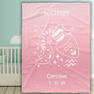 Aquarius Zodiac Star Name Geburtsdatum Pink Baby Fleecedecke