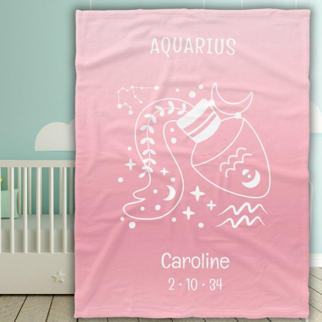 Aquarius Zodiac Star Name Geburtsdatum Pink Baby Fleecedecke (Von Creator hochgeladen)