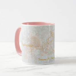Aquarius Zodiac Star Sign Cosmic Monogram Glitzer Tasse