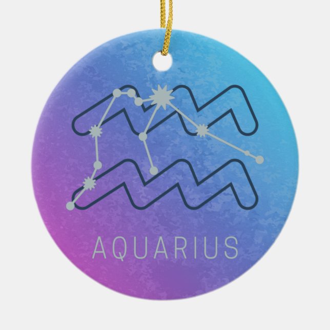 Aquarius Zodiac Star Sign Horoscope Constellation Keramik Ornament (Vorne)
