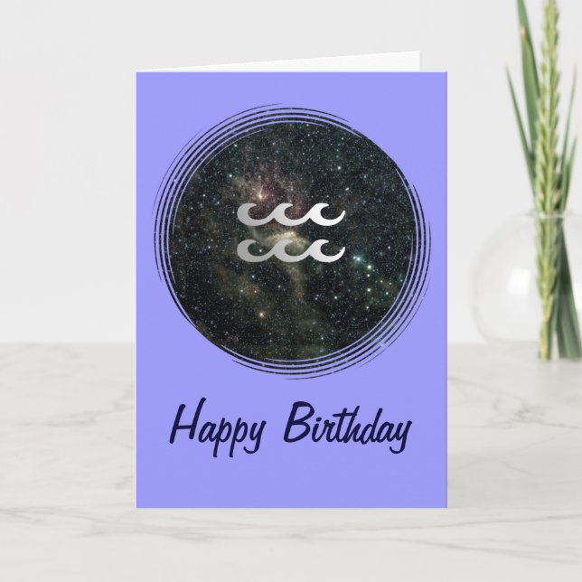 Aquarius Zodiac Star Sign Universe Geburtstag Karte (Vorderseite)