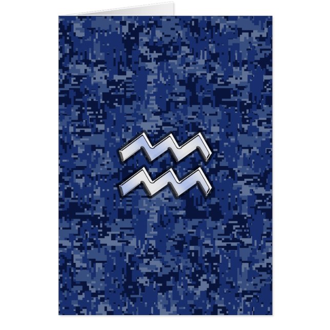 Aquarius Zodiac Symbol auf der blauen digitalen Ca (Vorne)