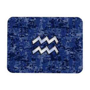 Aquarius Zodiac Symbol auf der blauen digitalen Ca Magnet