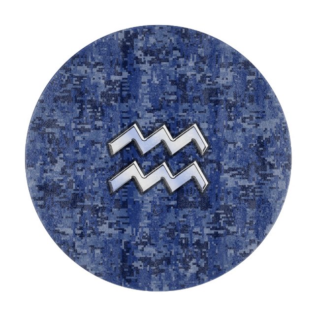 Aquarius Zodiac-Symbol auf der Marine Digital Camo Schneidebrett (Vorderseite)