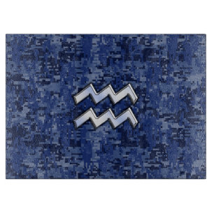 Aquarius Zodiac-Symbol auf der Marine Digital Camo Schneidebrett