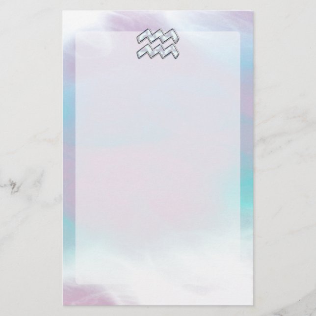 Aquarius Zodiac Symbol auf der Mutter der Perlende Briefpapier (Vorderseite)