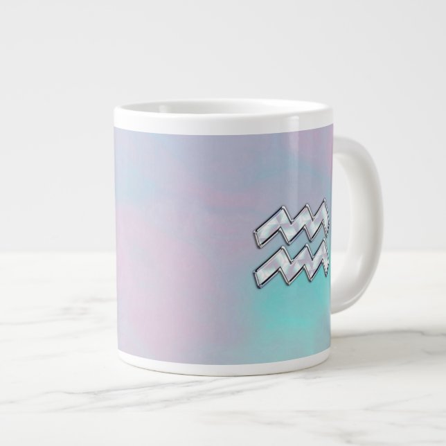 Aquarius Zodiac Symbol auf der Mutter der Perlende Jumbo-Tasse (Vorderseite Rechts)