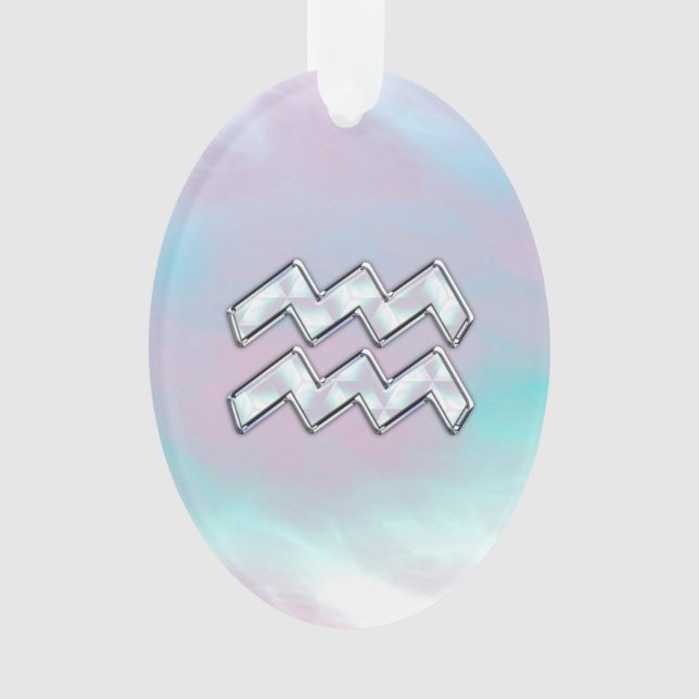 Aquarius Zodiac Symbol auf der Mutter der Perlende Ornament (Vorderseite)