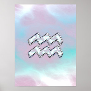 Aquarius Zodiac Symbol auf der Mutter der Perlende Poster