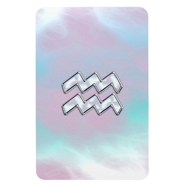 Aquarius Zodiac Symbol auf der Mutter von Pearl Na Magnet (Vertikal)