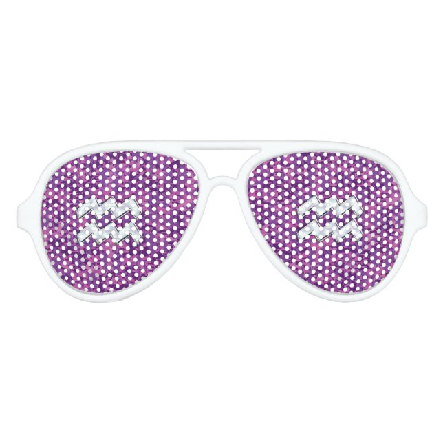 Aquarius Zodiac-Symbol auf fuchsiendigitaler Camou Sonnenbrille (Vorderseite)