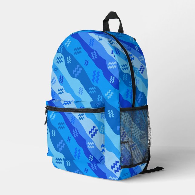 Aquarius Zodiac Symbol Bedruckter Rucksack (Rückseitige Ecke Rechts)