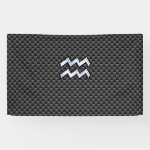 Aquarius Zodiac Symbol Carbon Fiber Decke Banner