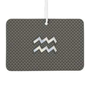 Aquarius Zodiac Symbol Carbon Fibre Decor Autolufterfrischer