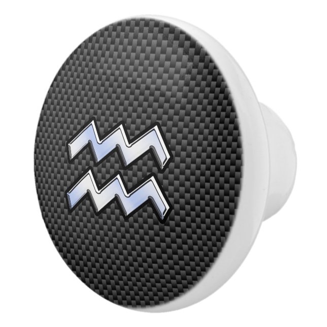 Aquarius Zodiac Symbol Carbon Fibre Decor Keramikknauf (Rechts)