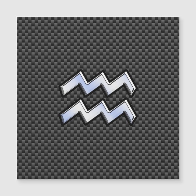 Aquarius Zodiac Symbol Carbon Fibre Decor Magnetkarte (Vorderseite)