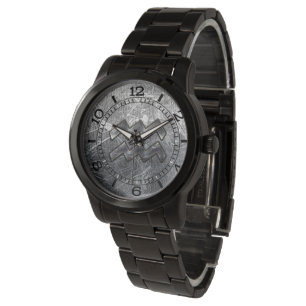 Aquarius Zodiac Symbol Distressive Silber Dial Armbanduhr