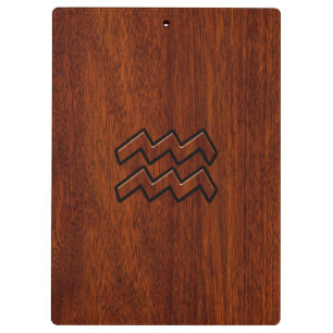 Aquarius Zodiac Symbol Mahogany Style Klemmbrett