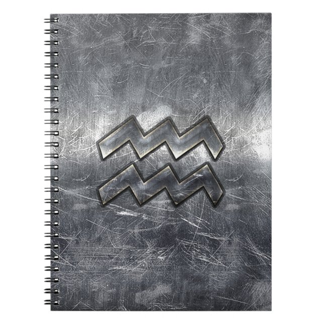 Aquarius Zodiac Symbol Stress Silber Steel Notizblock (Vorderseite)