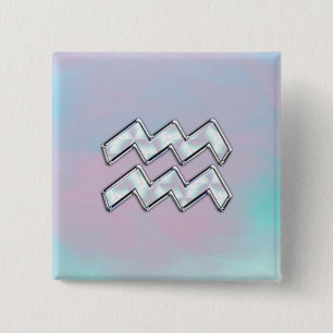 Aquarius Zodiac über Mutter von Perlenstil Button