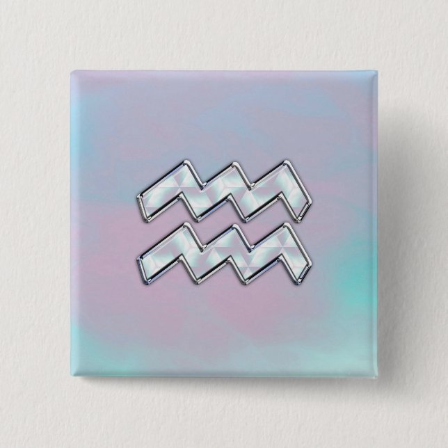 Aquarius Zodiac über Mutter von Perlenstil Button (Vorderseite)