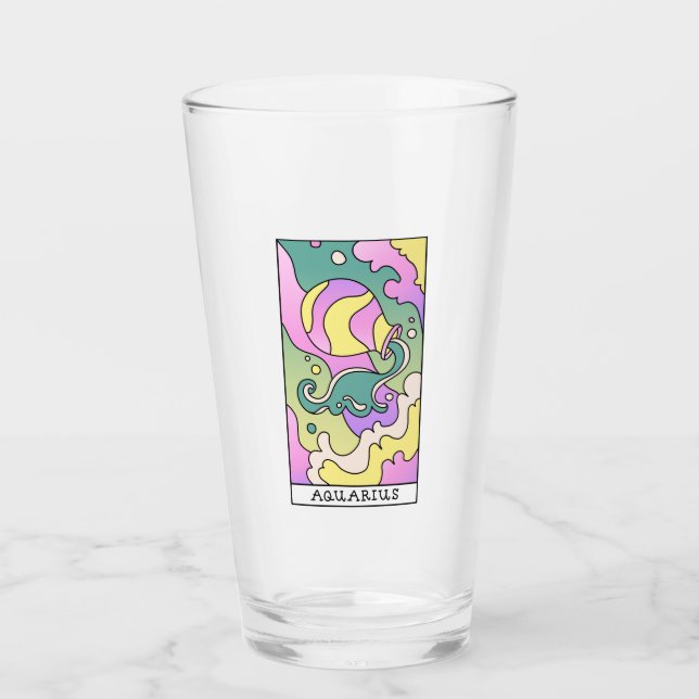 Aquarius Zodiac Unterzeichnung Abstrakter Kunst Vi Glas (Vorderseite)