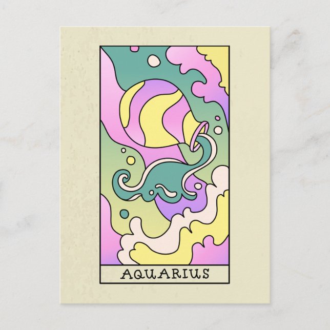 Aquarius Zodiac Unterzeichnung Abstrakter Kunst Vi Postkarte (Vorderseite)