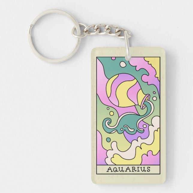 Aquarius Zodiac Unterzeichnung Abstrakter Kunst Vi Schlüsselanhänger (Vorderseite)