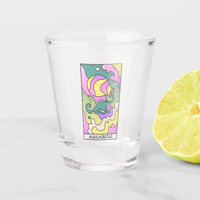 Aquarius Zodiac Unterzeichnung Abstrakter Kunst Vi Schnapsglas (Vorderseite)