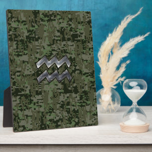 Aquarius Zodiac-Zeichen auf der digitalen Camoufla Fotoplatte
