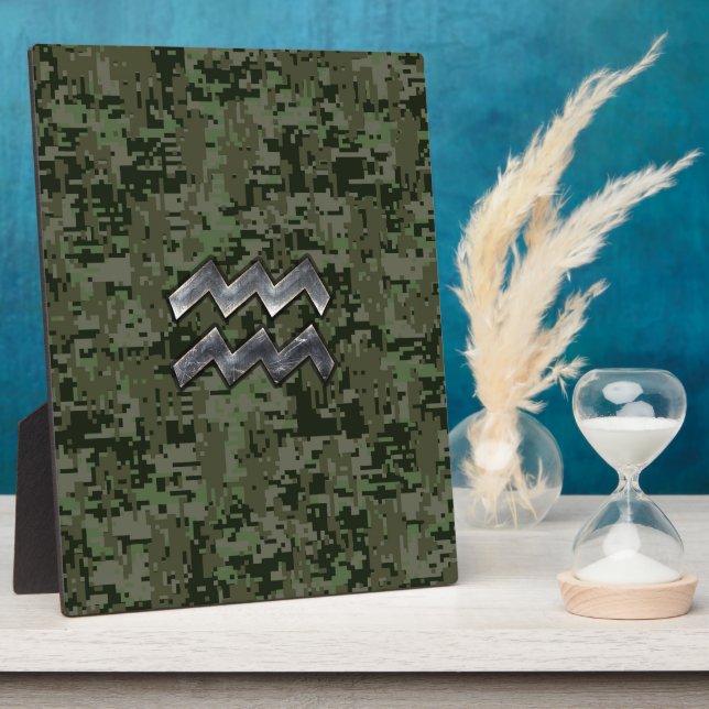 Aquarius Zodiac-Zeichen auf der digitalen Camoufla Fotoplatte (Seite)