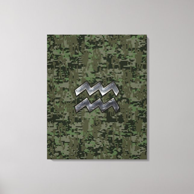 Aquarius Zodiac-Zeichen auf der digitalen Camoufla Leinwanddruck (Vorderseite)