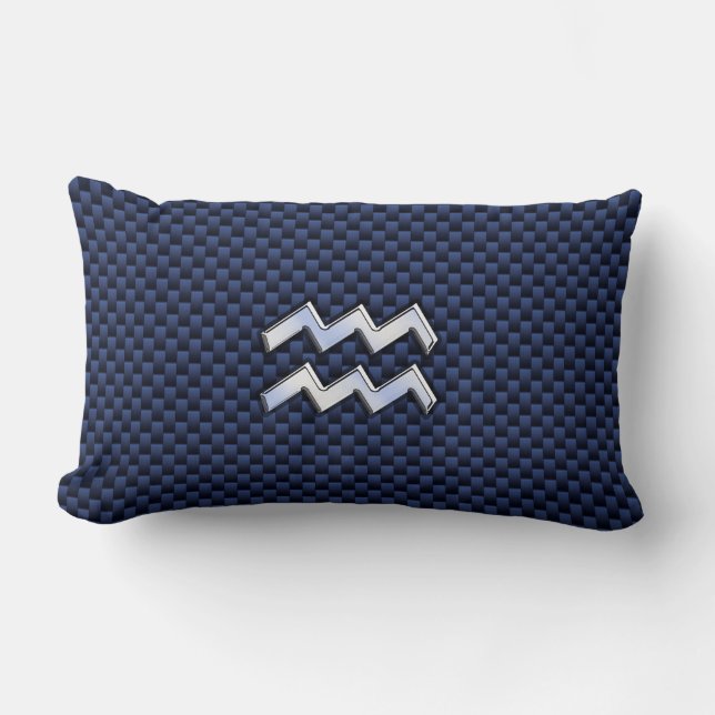 Aquarius Zodiac-Zeichen auf Royal Blue Carbon Fibr Lendenkissen (Vorderseite)