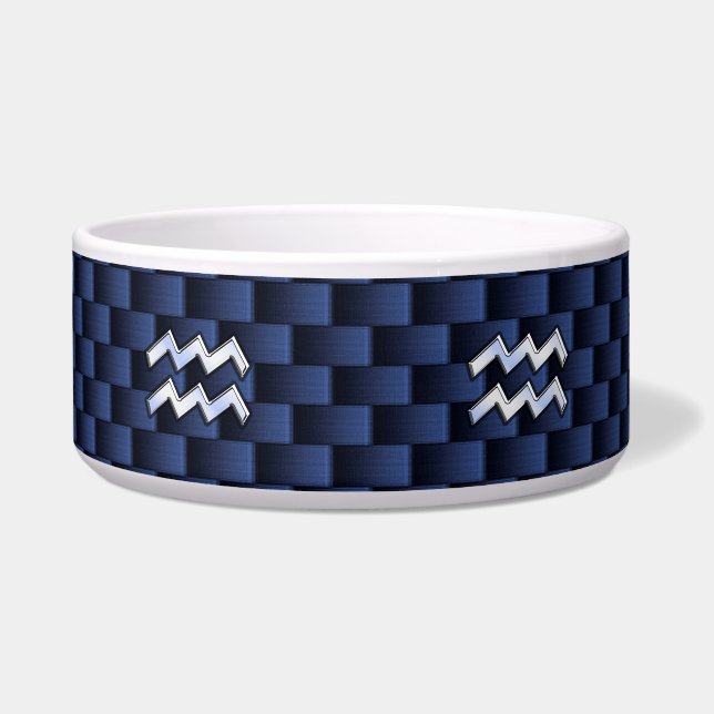 Aquarius Zodiac-Zeichen auf Royal Blue Carbon Fibr Napf (Vorderseite)