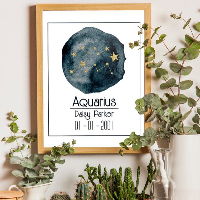 Aquarius Zodiac Zeichen: Individuelle Name & Gebur Poster (Von Creator hochgeladen)