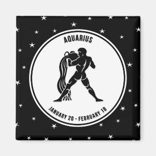 Aquarius Zodiac Zeichen, Schwarz & Weiß Magnet