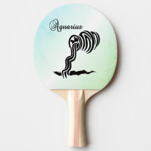 Aquarius Zodiac Zeichen und Symbol Blau Grün Tischtennis Schläger