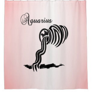 Aquarius Zodiac Zeichen und Symbol Rosa Duschvorhang
