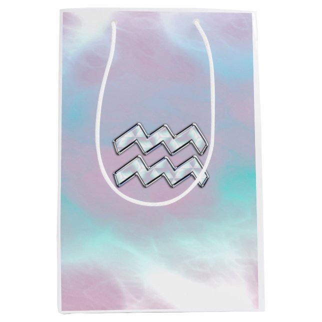 Aquarius Zodiac Zeichenpastells Mutter der Perlend Mittlere Geschenktüte (Vorderseite)