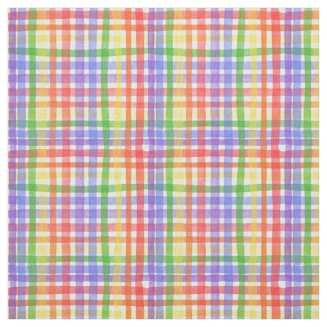 Aquatercolor Rainbow Kariert / Gingham Stoff (Muster)