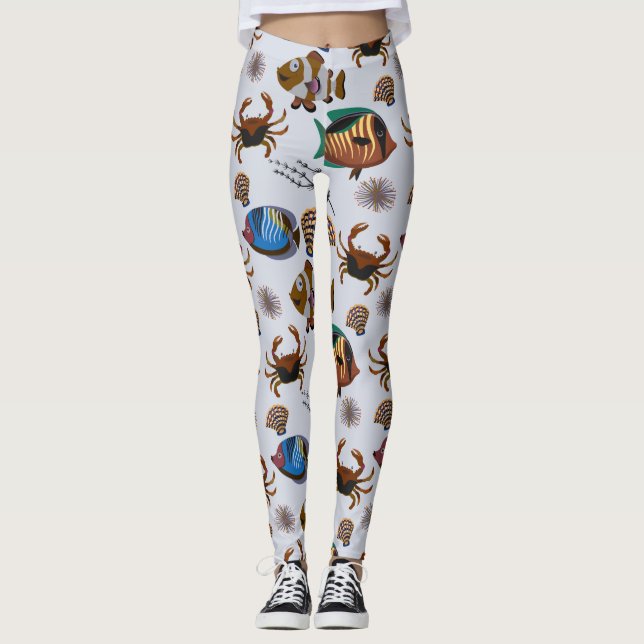 Aquatic animals pattern | ocean underwater life 14 leggings (Vorderseite)