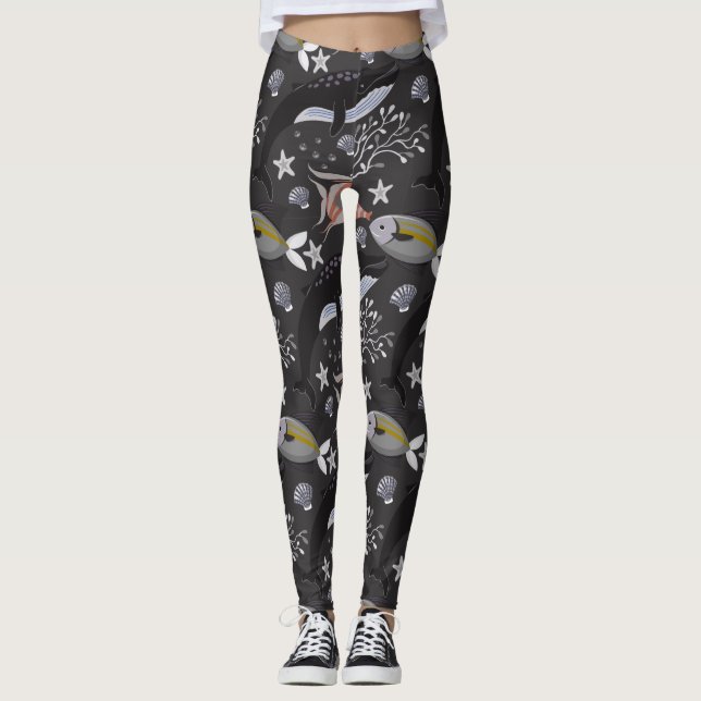 Aquatic animals pattern | ocean underwater life 20 leggings (Vorderseite)