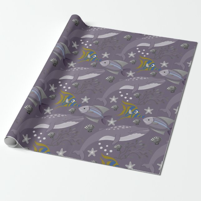 Aquatic animals pattern | ocean underwater life 24 geschenkpapier (Ungerollt)