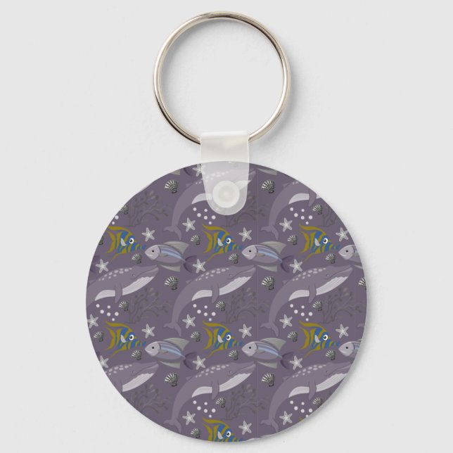 Aquatic animals pattern | ocean underwater life 24 schlüsselanhänger (Vorderseite)