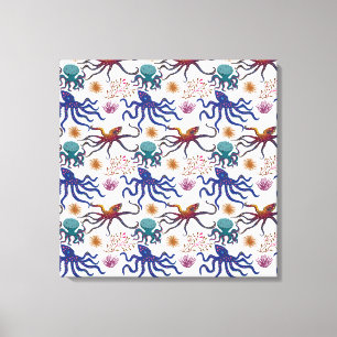 Aquatic animals pattern ocean underwater life 27 leinwanddruck
